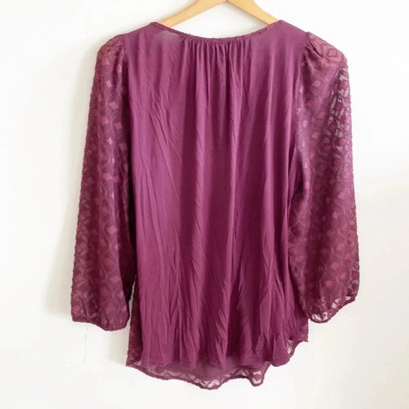Anthropologie One September maroon peasant Embellished beaded Boho Tunic Top - Picture 4 of 6